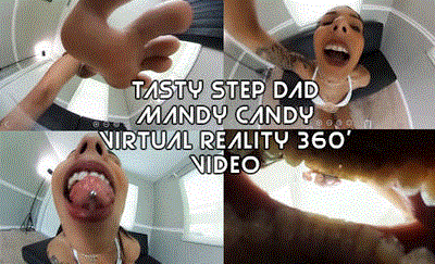 ** THIS IS A VIRTUAL REALITY 360 CLIP**Your step daughter mandy enters the room in quite the bad mood. You see yuo had grounded her for the weekend as your wife had to go out of town. However you had no idea she had powers to shrink people and now you find yourself only a few inches tall at your step daughters mercy. She has you on the coffee table as she starts bearing you or thinking you have any form of control over her. She decides it;s time to torture you. She threatens to sit on you first then raises her massive sole over your tiny body. You squirm as she teases you, bringing her foot down over you over and over again. But she doesn\'t crush you as you had feared. She has a better plan. She picks you up and teases you by licking your tiny body. She likes the way you taste as she slips you in and out of her huge gaping mouth. Maybe she should just eat you. That was there will be no evidence left. She continues to hold you inside her mouth while licking and tasting every part of you. Her hunger builds as her mouth juices start to flow. It may be the end of you. Swallowed whole.<br>Starring: Mandy Candy