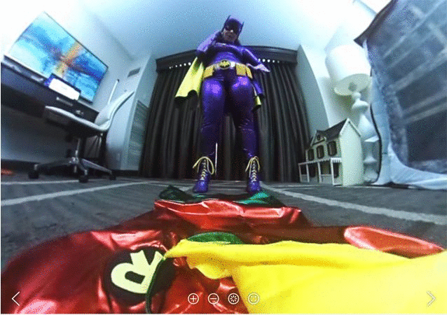 This is the Fourth of the VR clips I shot at fetishcon. Bat Tracy has shrunk robin for not being a good sidekick and leaving her in to fight on her way to many times, Of course her utility belt has a shrink ray and you are Robin shrunk.  She taunts you picks you up puts you in her mouth several times and plays with you on the floor and finally at the end she eats you.