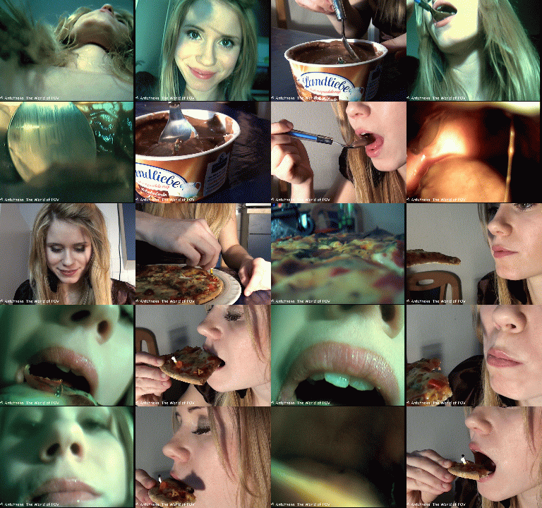 The new great "on food" collection for vore-fans, this time with Layla.
In two movies, she is eating her lunch with some shrunken people inside.
Sitting on a pizza or trapped in the middle of her pudding?
This movie brings you right into this fantasy. Many great pov-views and a cute girl
Including some short bonus pov-vore clips - Enjoy