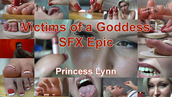 Princess Lynn, a mad and genious scientist, got a secret hobby. she likes to shrink people down and torment them for her own pleasure. she got an entire box full of capsules, where she keeps the poor tiny men as captives. whevever she feels like it, she takes out one and choose a horrible fate for him.

this Epic special-effects contain some of the most unique scenes ever created in GSF. among those, you'll have:

ground shakes

fingernails tapping

fingers crush

vore

a tiny man trapped in a capsule which get chewed

between toes crush

toenails worship

pov

micro-shrink