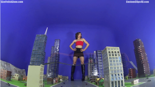 Janira Wolfe stars in this latest Giantess Boot crushing romp. This was a custom and it is mostly a non FX Giantess Video with some Smoke, Fire FX and Boom sounds and other Sound FX.  This one uses Plastic people and POV and has a lot of POV vore shots and hand held shots but otherwise it is mostly boot crushing and Janira grinding on buildings as all the destruction make her more horny as her destruction progresses. 