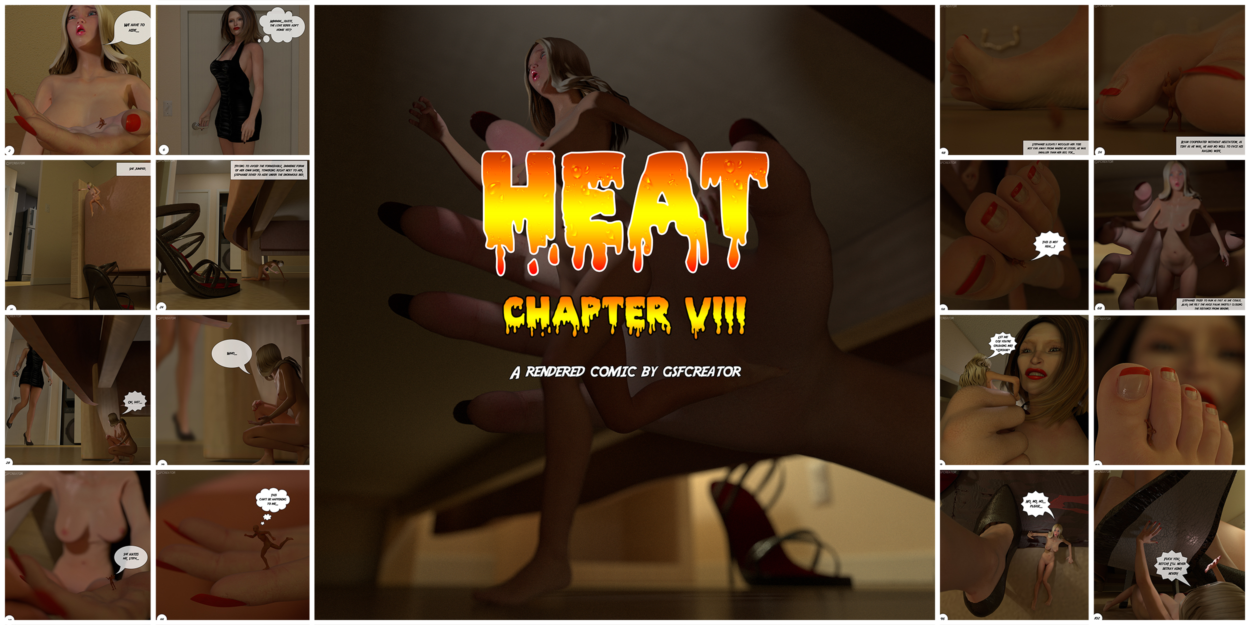 The awaited chapter VIII is finally here.
<br><br>
An unexpected intruder bust into Stephanie's house at the worst moment possible. As shrunken Stephanie and tiny Ryan hides, The intruder reveals herself. she is no other than Ryan's soon-to-be Ex-wife, Olivia.
<br><br>
Things are about to get really hectic.
<br><br>
Sm, SW, size comparisons, foot-fetish, and more!