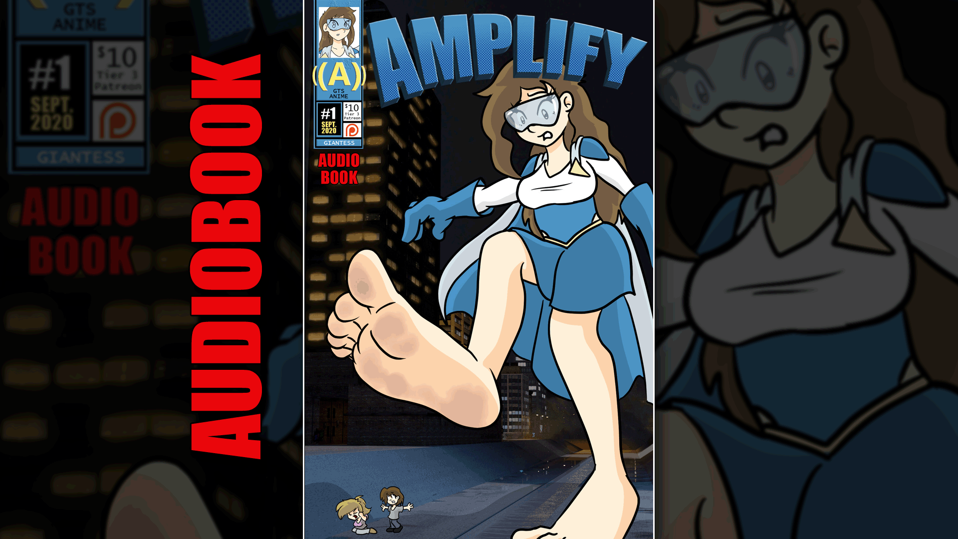 Amplify is a superhero with the power to enhance the abilities of others. When a group of villains attack, she's not only hit with something that makes her grow... but she has no control over her body! Mind controlled and becoming gigantic, sweet and innocent hero Amplify finds herself stomping into the crowded city. A masterfully acted story starring Eclipse and probably one of, if not the best audiobook we've produced. Her incredible role as the unwilling gentle giantess forced to commit horrible acts is incredible! You'll adore this audio only story. Also available on Patreon.com/DarkainArts at the $10 tier!