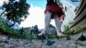 This is a never before released video! It isn't as high quality as our regular 4k 360 vids but it is enhanced from its original recording. A brand new classic with Sarah Samedi herself!

Sarah Samedi defends her city against the tiny foes she finds in her backyard. They're helpless against her feet as she takes her time stepping on each one of them. The tiny invaders can't do anything as she squishes them. You're right down in the middle of the action as she walks around you and takes them out.