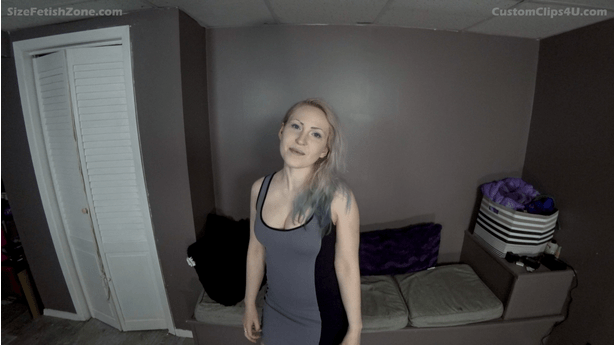 The idea would be a POV Kissing Shrinking clip with her kissing and shrinking "me" down to various heights until I end up down on the floor at her feet The story of the scenario is basically her taking control of me. Acting very dominant towards me, as she acted in the Kissing Growth clip you made with me. Her 'knowing' exactly what I want. That I feel so small and powerless. That what I want is a tall, powerful woman to wrap her arms around me and just take control. Her putting her arms around "me" and asking if that's what I want. If I want her to take control. If I want to belong to her. But deciding for me, knowing that of course, i do. She kisses me shrinking me a bit. Each phase her making me feel smaller and knowing that I like seeing her seeming bigger. Being such a powerful woman that can keep me safe, teasing and asking if I want more if I want to be even smaller and see her even bigger and stronger, getting me to kiss her again and again as I get smaller and smaller. Her slowly getting towards the mentality of me being something that belongs to her and now that I am all hers, she will never let me go. Her knowing it sounds crazy, but tells me that's exactly what I want, isn't it? You can be creative in the different levels, but I would like at least a level with me looking up right below her belly and floor level at her feet. With her teasing at how small I am down there, hovering her bare foot over me , making me get under it and kiss it in appreciation. And finally, she picks me up and brings me to her face. Telling me what a good boy I am for doing what I’m told. She has me give her a kiss and tell her that I love her. Teasing a bit wanting me to say it again. (You don’t actually need anyone verbally saying it in the clip). The clip ending as she smiles at hearing it and tells me one last time that I am hers, and she will protect me in all the ways I need. After all, now that I’m so small and weak, I need her and she will never let me go. I am all hers, forever. 

Keywords: vonka , kissing , pov , shrinking