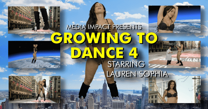 Lauren Sophia is a dancer and Gary pays her to help test a new growth serum and it makes Lauren gigantic. The growth is very slow and Lauren Sophia enjoys it all the way.