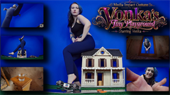 Vonka towers over the viewer in this immersive Giantess POV custom filled with dollhouse-scale environments, intimidating size comparisons, barefoot looming, and playful domination.

The video begins from the perspective of a tiny person exploring the rooms of a miniature home. Ordinary furniture, books, appliances, and even a simple glass of water appear enormous at this reduced size. The quiet exploration comes to an end when Vonka suddenly appears outside the bedroom window. Wearing a black crop top and tight blue leggings, with striking blue snake-themed body paint across her arms and chest, she peers inside and immediately focuses her attention on the helpless little resident.

Vonka talks directly to the tiny viewer through the window, smiling, laughing, and enjoying the dramatic difference in size between them. She moves closer until her face fills the opening, giving the viewer an intimidating look at the enormous woman waiting outside. Her expressions shift between amused curiosity and confident control as she makes it clear that the miniature house offers very little protection from her.

The action then moves outside into a miniature neighborhood surrounded by dollhouses, tiny cars, and model scenery. From the viewer’s ground-level perspective, Vonka appears absolutely colossal. She slowly walks around the neighborhood barefoot, placing her enormous feet dangerously close to the tiny buildings and looking down as though she owns everything beneath her.

Vonka delivers plenty of full-body towering poses, low-angle views, barefoot steps, sole close-ups, and threatening near-stomps. She raises her foot toward the camera, moves between the miniature homes, and repeatedly reminds the viewer how easily she could crush anything at this scale. At times she kneels or crouches down to speak more personally, bringing her face and hands close to the lens before rising back to her overwhelming full height.

Her playful behavior becomes increasingly physical as she crawls through the tiny neighborhood on her hands and knees, surrounding the viewer with her body and enormous bare feet. She reclines beside the buildings, sits over the miniature house, reaches between the structures, and investigates the little world as though it were nothing more than her personal collection of toys.

Throughout the custom, Vonka’s snake-inspired body paint adds a distinctive and dangerous visual theme. Her confident movements, direct eye contact, teasing dialogue, and amused reactions create the feeling that the viewer has been discovered by a beautiful predator who has no intention of letting her tiny target escape.
Near the conclusion, Vonka returns to the viewer and lowers herself directly toward the camera. Her enormous fingers reach down and close around the tiny person, lifting the viewer away from the miniature neighborhood. Now completely trapped in her hand, the viewer is brought close to Vonka’s face and body as she delivers one final intimate display of control.

Featuring extended POV interaction, dollhouse exploration, miniature neighborhood scenes, barefoot looming, giantess teasing, sole views, crawling, reaching, grabbing, and an up-close capture ending, this custom places the viewer directly beneath the towering and playful Vonka.

Keywords
Vonka, Giantess POV, barefoot giantess, shrunken man, dollhouse giantess, miniature neighborhood, giantess looming, foot POV, giantess teasing, size domination, booms, shakes
