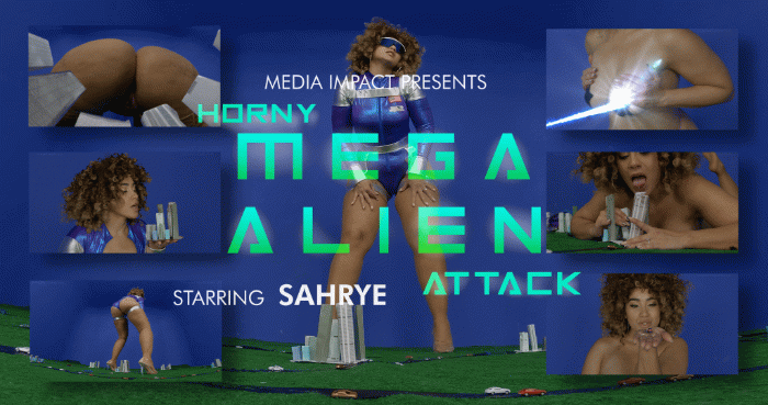 Mega giantess alien appears in the tiny country, horny as can be. She begins by walking around getting acquainted with the country, rubbing herself, and getting more and more turned on. Explains she’s here to fuck and get herself off. She begins stripping and twerking and dancing down to her pasties and thong. 

The military then shows up while she’s twerking. Her ass takes out a few planes, then sucks up many planes, twerks on top of several tanks, and crushes them with her ass, then she uses her tit lasers to destroy more tanks.

She has reached a point where she’s hornier and wants to feel people, she approaches her first city and comes down to their level. She first tries to pick up some people but she crushes them on accident. Then she sees a tiny plastic car fleeing the city and grabs it. Licking the car, kissing it, drooling on it, she gets more and more turned on and slowly places it down her thong towards her crotch. Feeling a sensation, she begins grabbing more and more cars. Going from city to city, grabbing car after car. One at a time, or sometimes grabbing a handful and dropping them into her thong. Horny as can be, she slobbers over some cars and buildings, covering people in her saliva. She places one car down her ass to act as a butt plug. A few cars she places in her stockings “for safekeeping”.

She then sees a civilian plane flying overhead and tells them to jump out, and they jump out and begin falling with their parachutes, then she eats the plane. She notices the people falling and wants to catch them so she stretches open her thong and catches them.

She then lifts up a building and sprinkles the tiny people on her tits and bounces, the micro people go flying, and she does it again and again. Then she eats the rest of the building. 

She grabs another one and sprinkles it above her, many people falling into her hair, on her tits, and on her face. Closeups show how microscopic they are compared to her body. Then she places this building down her crotch. 

Now her crotch is full of cars and a building and many small people. She picks up another building, licks it a few times, and dumps the little people into her hand, she kisses them, many of them stuck on her lips, and accidentally licks them up. The rest she slides into her thong. All the while talking dirty to the little people.

She’s got a bulge of tiny cars people and buildings, she goes and gives one building a blowjob to get herself more in the mood, grabs a few more cars, and crushes them between her boobs.

She’s fully horny and lays down and starts masturbating. While masturbating she grabs cars left and right, placing more and more into her thong as she’s getting off. Then plucks a building and sprinkles the little people over her body. 

Done masturbating, she says she’s going to take them home with her. On her way out she grabs two buildings, one she puts in her ass, and the other she starts licking and sucking on.