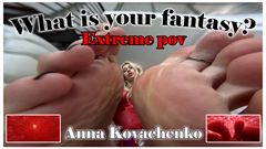 ANNA KOVACHENKO
"What is your fantasy? To be small small small? *laughs* you know? I can do it."
A sizzling hot extreme pov for any foot-lover out there. Gorgeous Anna teases you senseless with her perfect soles and sexy toes. just when you think this can't be any better - she drops you into her sock! you will cum like there is no tomorrow!