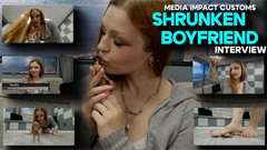 Noel settles herself in front of the camera, the soft glow of the studio lights catching the copper highlights in her longred hair. She’s barefoot, her toes curled lightly on the wooden floor, and she wears a snug grey midriff sweater thatreveals a sliver of pale skin above a black, short pleated skirt. Resting in the palm of her hand, cradled against her palmby delicate fingertips, is her shrunken boyfriend—no more than two inches tall—his frightened eyes blinking up at her.She tilts her head, smiles, and begins to speak. “How did we meet?” she muses, her voice warm and conversational. “We met on campus—an ordinary day, really. I walked into my lecture hall and spotted the most intriguing guy sitting alone. I’d been noticing him all semester, stealing glances whenever I could. When I saw that empty seat beside him, I couldn’t help myself.” She glances down and gently taps his shoulder. “And that was the start of something… unique.” Leaning forward, she offers a playful grin. “He insists on saying hello,” she says, lifting him so his tiny mouth can form a muffled “Hi.” Then she laughs softly. “He wasn’t always so… petite. But you know what they say: ‘If you want to keep a man, you have to keep him.’ And that’s exactly what I did—I shrunk him.” A mischievous sparkle lights her eyes as she presses her thumb against his minuscule chest, measuring him. “It keeps him right where I can see him. Men—normal-sized men—have wandering eyes, restless hearts. Mine tried to bolt once, so I made sure he never could again.” Noel leans back in her chair. “Don’t you want to be Noel’s good boy forever?” she coos in a sing-song voice. Hetrembles, nodding his head vigorously. “Of course you do.” She wiggles her fingers, and he squirms, trying to keep his balance on her palm. “If you weren’t this size, you’d run away. We can’t have that.” She brushes a strand of hair behindher ear. “I’m quick, but not quick enough. So I shrink them. Works every time.” She strokes his head with two fingertips, careful not to crush him. “When he behaves,” Noel continues, voice softening, “he gets kisses.” She places a gentle peck on his tiny forehead. “But only special kisses, not every day. And when he’s extra, extra good… I don’t eat him.” Her tone turns mock-serious. “Some days he attempts escape—leaping off the edge of the bed. For someone his size, that’s a fall that could cripple him. If he makes it to the hallway, he tries to slip under the door crack. He rarely gets far before I realize he’sgone.” She lifts him by the scruff of his neck—delicate but firm—and dangles him over her palm. “Did you try to runaway again? From Noel’s firm, loving grasp? Why would you?” His tiny voice echoes muffled pleas “I’m so sorry, please don’t eat me”— bouncing like trapped thunder in her skull. She cocks an eyebrow. “It’s for your own good.”Then she lowers him toward her open mouth, makes a theatrical chewing motion—and withdraws a moment later, rinsing him under a trickle of water. “See? All in one piece. Now, you’re never running away again, are you?” He squeaks, “I promise.” She smooths his damp hair. “Good.” Noel sits up straighter. “That’s the secret to a long, healthy relationship. Career, education, love—it’s a lot to juggle. But when your man fits in one hand…” She lifts him like a prized figurine. “Perfectly portable.” She swings him gently, His cheeks flush pink, and Noel’s lips twitch in satisfaction. “Does he love it? No. But itkeeps him safe, secure, can’t stray too far. And I always know where he is.” She slips him into her purse pocket andpats the leather. “More convenient than , really—though I love my purse poodle too. Why stop at shrinking justyour boyfriend? Everything small is easy to carry.” Later, Noel spots him trying to sneak out again. She lifts him with a thumb and forefinger. “Ungrateful little brat,” shescolds, tapping him gently. “I fed you Rice Krispies with 2% milk this morning.” He barely squeaks in defense before she applies light compression—palming him like a stress ball—reminding him who’s boss. “A little squeeze helps withanxiety,” she explains cheerfully. “Stimulates circulation, sharpens the mind. So next time he overlooks your birthday, just dangle him a bit—get that brain rebooted. And one kiss lands on his whole head.” She grins. “He won’t forget the toilet paper again.” Noel leans forward, voice conspiratorial. “When he’s ready to propose—good luck spotting him on one knee. And that ring? Make sure it’s 18 karats; he can’t heft anything heavy. Maybe enlist some full-size friends to help.” She tilts her head. “He says I won’t get a ring till spring, but I’m the one in control here.” She lifts him once more, cupping his body.“Remember, ladies: take care of your boyfriend so he can take care of you.” She dangles him over her open palm, letting him sway. “I don’t think he’ll try to run again anytime soon.” The tiny figure whimpers, bracing for the next gentle swing as Noel’s red hair shimmers around him like a fiery halo.   

Keywords Noelle, Media Impact, Hands, Shrinking, Doll, Feet, Interview

