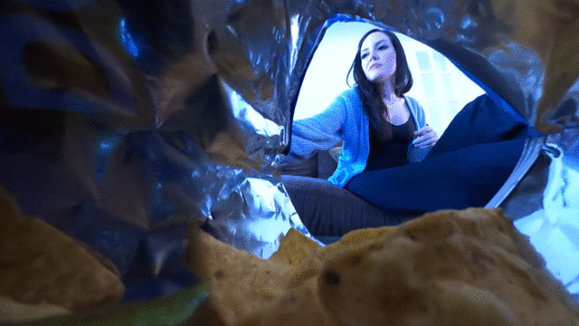 Note: This is a VR360 Clip

How did you all get into Lauren Ashlyn’s bag of chips? For the first few minutes of this clip, she eats from the bag without realizing anyone is there. Once she notices, she doesn’t seem to mind, continuing to eat the viewer one by one, over and over again. 

Shot in 60fps slow motion. No dialogue. Some weird colors inside of the bag of chips, along with background noise from the TV in slow motion. In total, she eats the viewer 5 separate times.