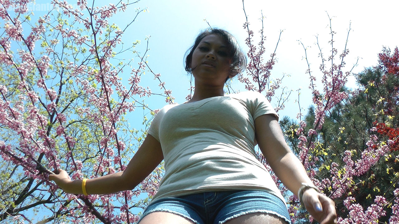 This one is a bit different. It focuses on a couple slow panning down shots to simulate growth, a big tree and a smaller tree to simulate size difference, and some camera shaking stomping around at the end while looking up at Tenshi. There are also a couple scenes of shirt tightening, and shorts shrinking, done with non-FX scenes. Her shirt doesn't tighten up as the video goes though, it's just an effect to emphasise her change between scenes. Check out the trailer for a brief concept of what we focused on in this one. Again this is a non-FX video.
