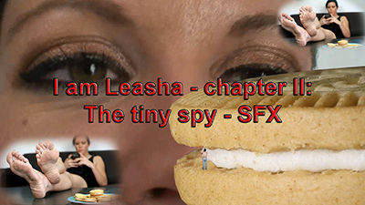 Goddess Leasha strikes again with her sweet looks, sex, dirty feet and tantalizing speech! her student managed to steal her shrinking formula...and was dumb enough to use it on himself. he got a huge fetish fot his sexy teacher's dirty feet, and he wish to get a closer glimpse...
unfortunately for him, as Leasha's MASSIVE form roams into her house, making his puny world shake with every step that she takes, she finds him, and got totally different plans for him...! he wanted feet...but his faith will be a terrible one, and since he found a hiding place just inside one of Leasha's gigantic cookies...well, how convenient...!
