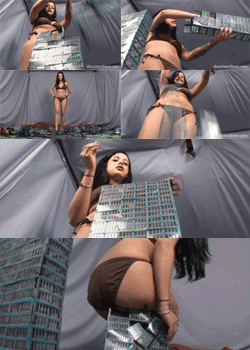 <p>Michelle is a giantess and she has a good time tormenting the tiny people in this town. This one has lots and lots of cars and buildings crushing.</p>